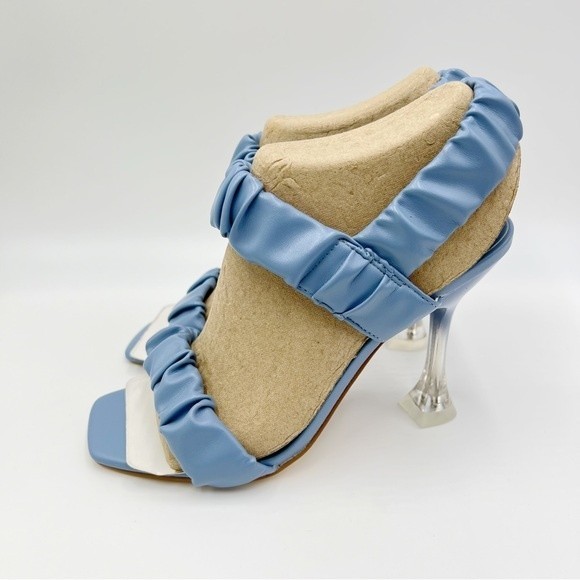 Nine West Womens Size 6 Light Blue Faux Vegan Leather Barbie Sandals Heels Shoes - Picture 6 of 16